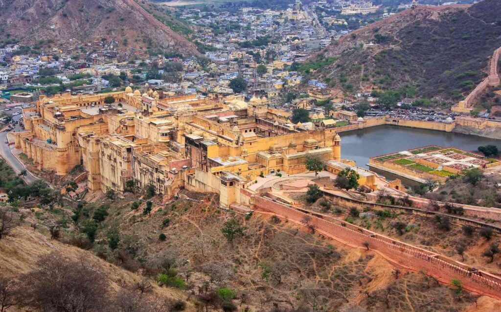 View of Amber Fort from Jaigarh Fort in Rajasthan